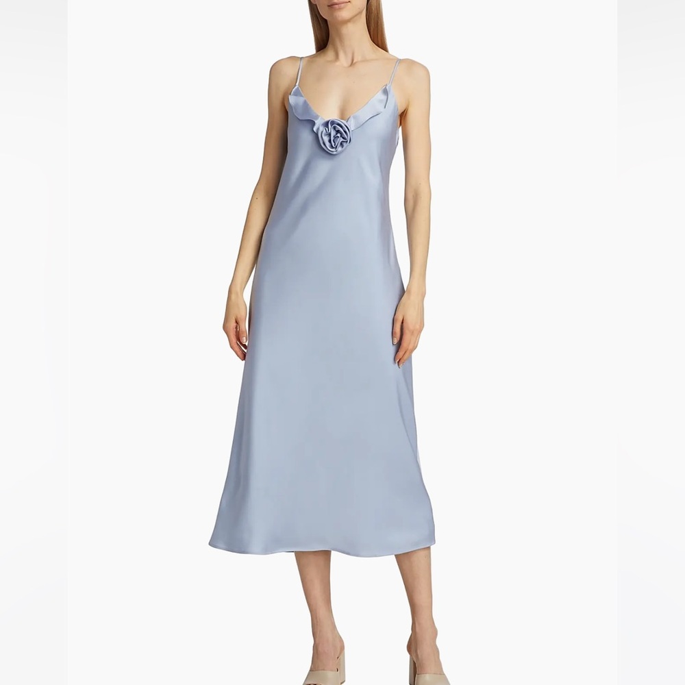 Wayf
Bailey Satin Rosette Midi-Dress